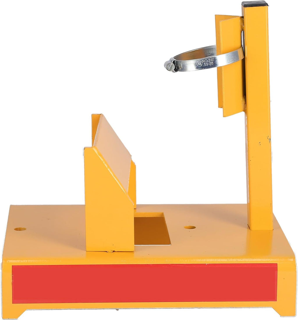 Mower Blade Sharpener Adjustable Ring Durable Lawn Mower Blade Grinder 30° Angle Sharpening Tool for Lawn Mower Maintenance Yellow Iron Material 11.8x8.9x2.4in