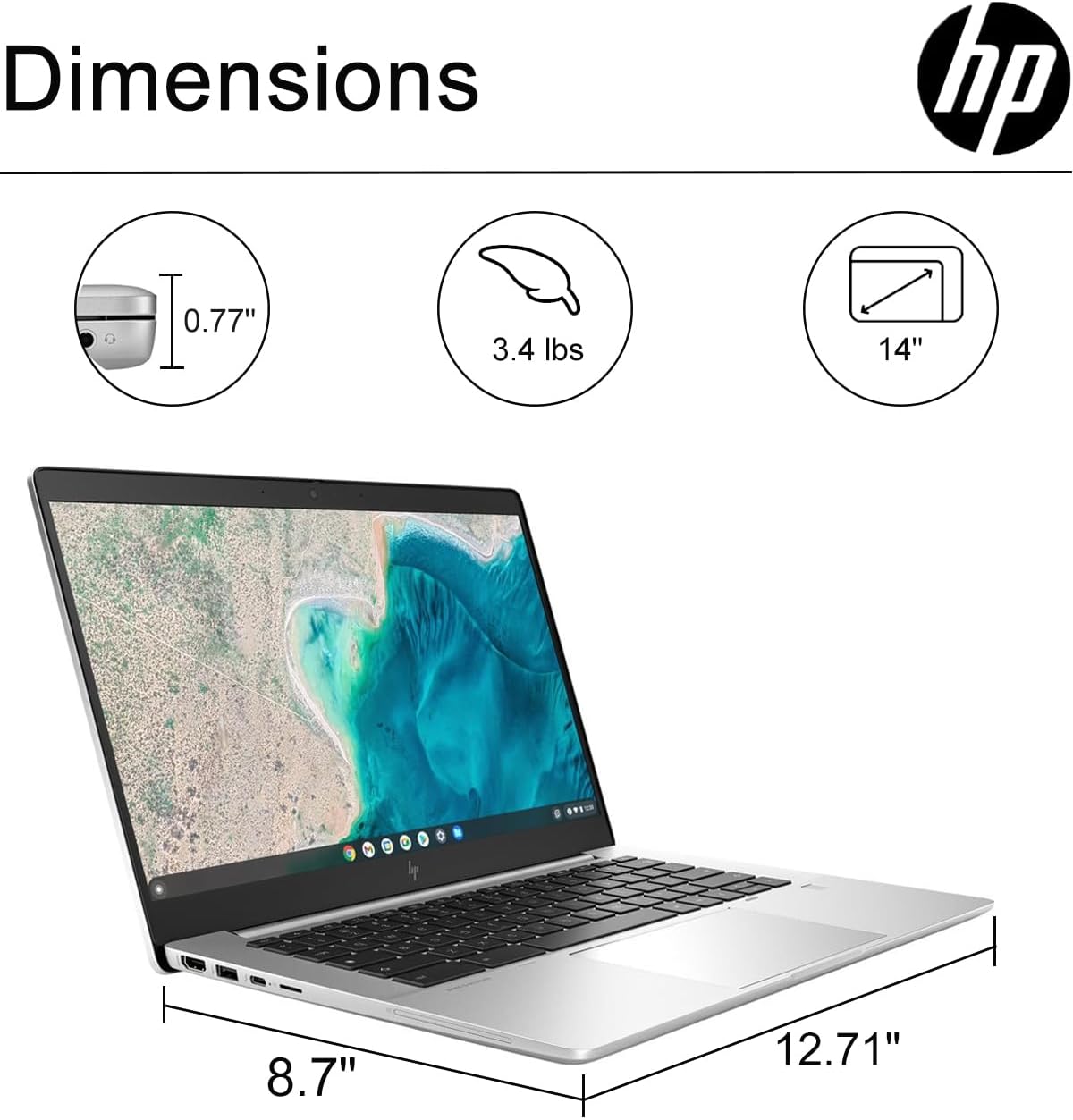 HP Elite C640 G3 Chromebook Plus (14' FHD, Intel i5-1245U vPro, 8GB RAM, 512GB SSD, 10-Core (>i7-1165G7)) Enterprise Laptop for Business, College, Backlit, Fingerprint, 2x Thunderbolt 4, Chrome OS
