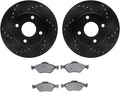 R1 Concepts Front Brake Kit Fits 2004-2012 Ford EcoSport; 2005-2009 Ford Fiesta| Semi Met Brake Pads and Drilled Slotted Brake Rotors| 10.2' Front
