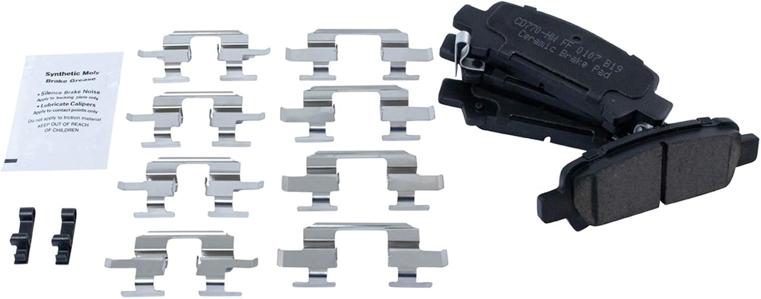 TRQ Rear Ceramic Brake Pad and Rotor Set Compatible with 2000-04 Subaru Outback H4 2.5L 2001-04 Outback H6 3.0L DOHC 2003-06 Baja
