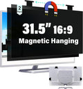 [2 Pack] Magnetic Hanging 31.5 Inch Computer Privacy Screen for 16:9 Aspect Ratio Widescreen Monitor, Removable Eye Protection Anti Glare Blue Light Computer Monitor Privacy Filter