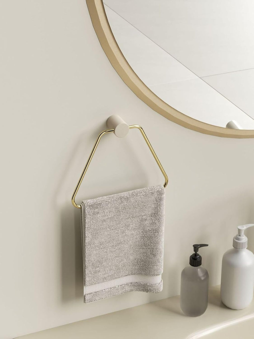 Towel Rack, White Gold Towel Rack, Bathroom Shelf, White Gold Set of 5