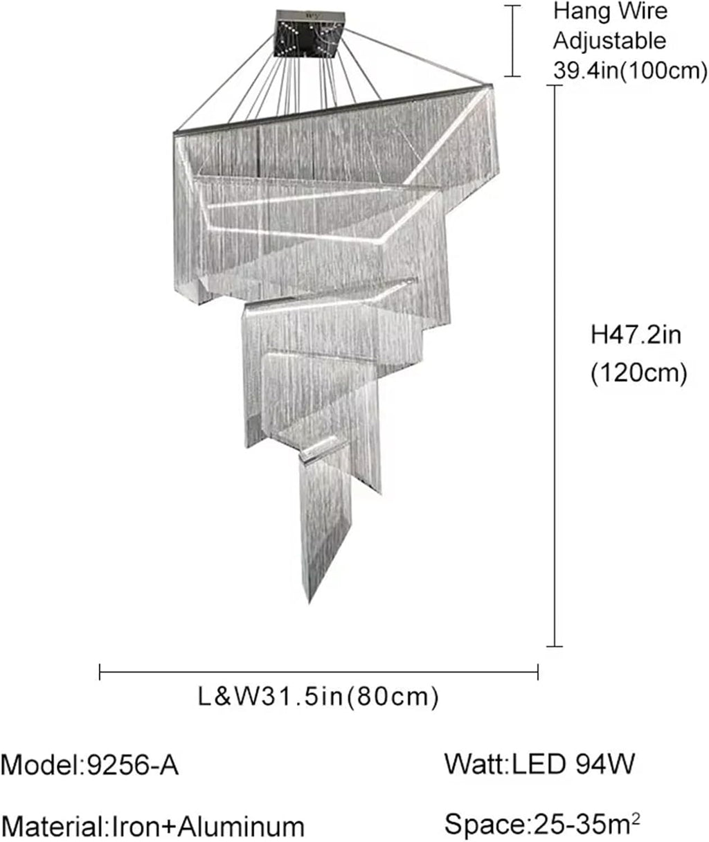 Modern Luxury LED Square high Ceiling Living Room Lobby Staircase Chandelier Gold/Silver Lighting fixtures,Dining Light Fixtures