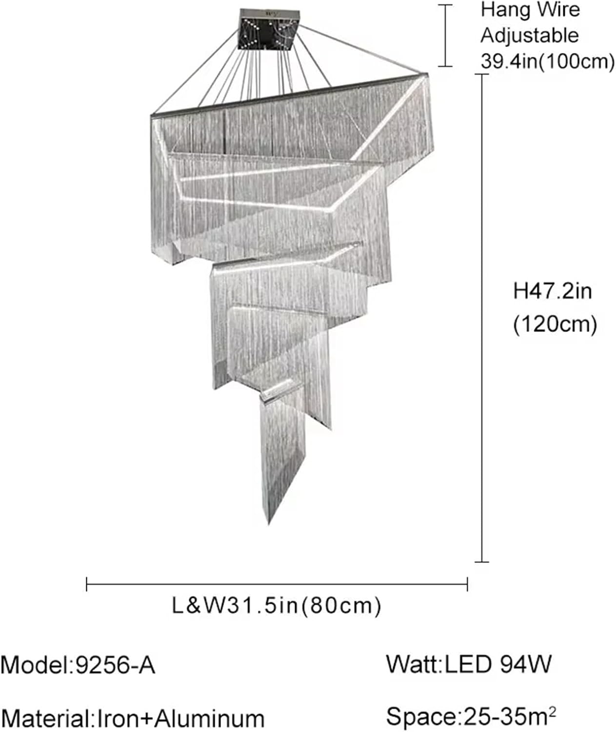 Modern Luxury LED Square high Ceiling Living Room Lobby Staircase Chandelier Gold/Silver Lighting fixtures,Dining Light Fixtures