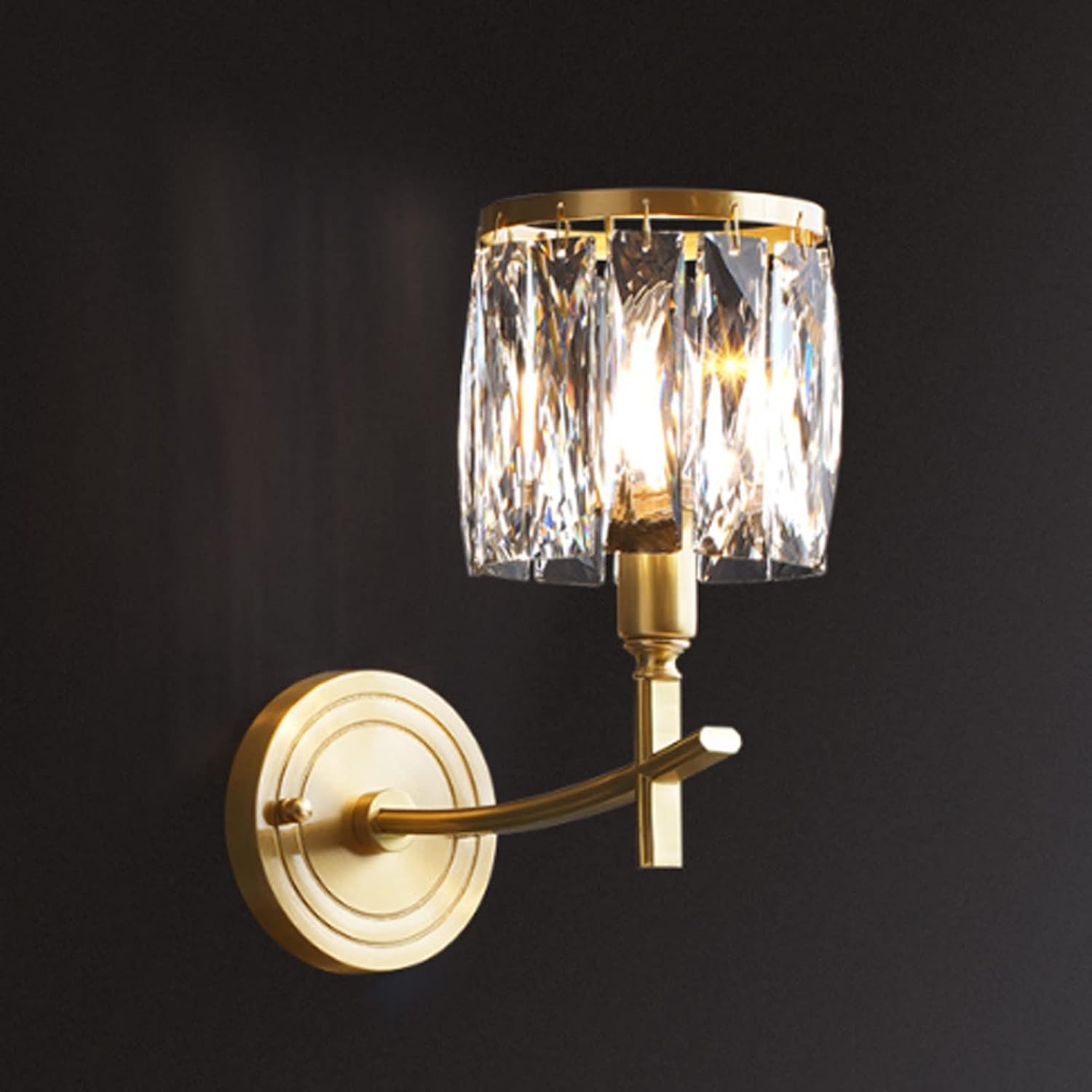 Modern Crystal Wall Sconce, Indoor Wall Mount Light, Creative Crystal Bedside Creativity Wall Lamp, Bathroom Decor Vanity Lighting Fixtures, Gold Wall Lamp for Bathroom Bedroom Hallway