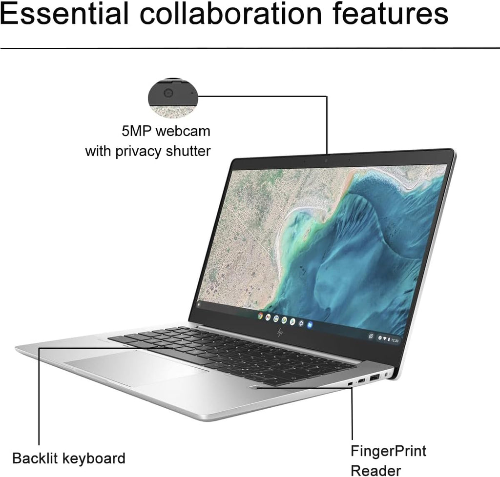 HP Elite C640 G3 Chromebook Plus (14' FHD, Intel i5-1245U vPro, 8GB RAM, 1TB SSD, 10-Core (>i7-1165G7)) Enterprise Laptop for Business, College, Backlit, Fingerprint, 2x Thunderbolt 4, Chrome OS