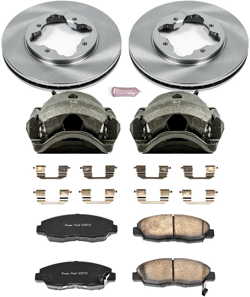 PowerStop Front Brake & Caliper Kit for Acura CL 1997 | Honda Accord 1990-97 - Ceramic Brake Pads + Calipers + Disc Rotors Replacement, KCOE697