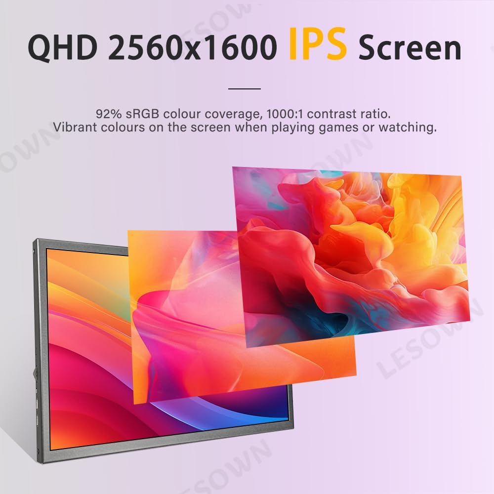 10.1 inch Touchscreen Small Portable Monitor 2.5K 2560x1600 IPS Screen Display USB-C HDMI Travel Secondary Computer Monitor for CCTV Gaming Windows PC with Speakers