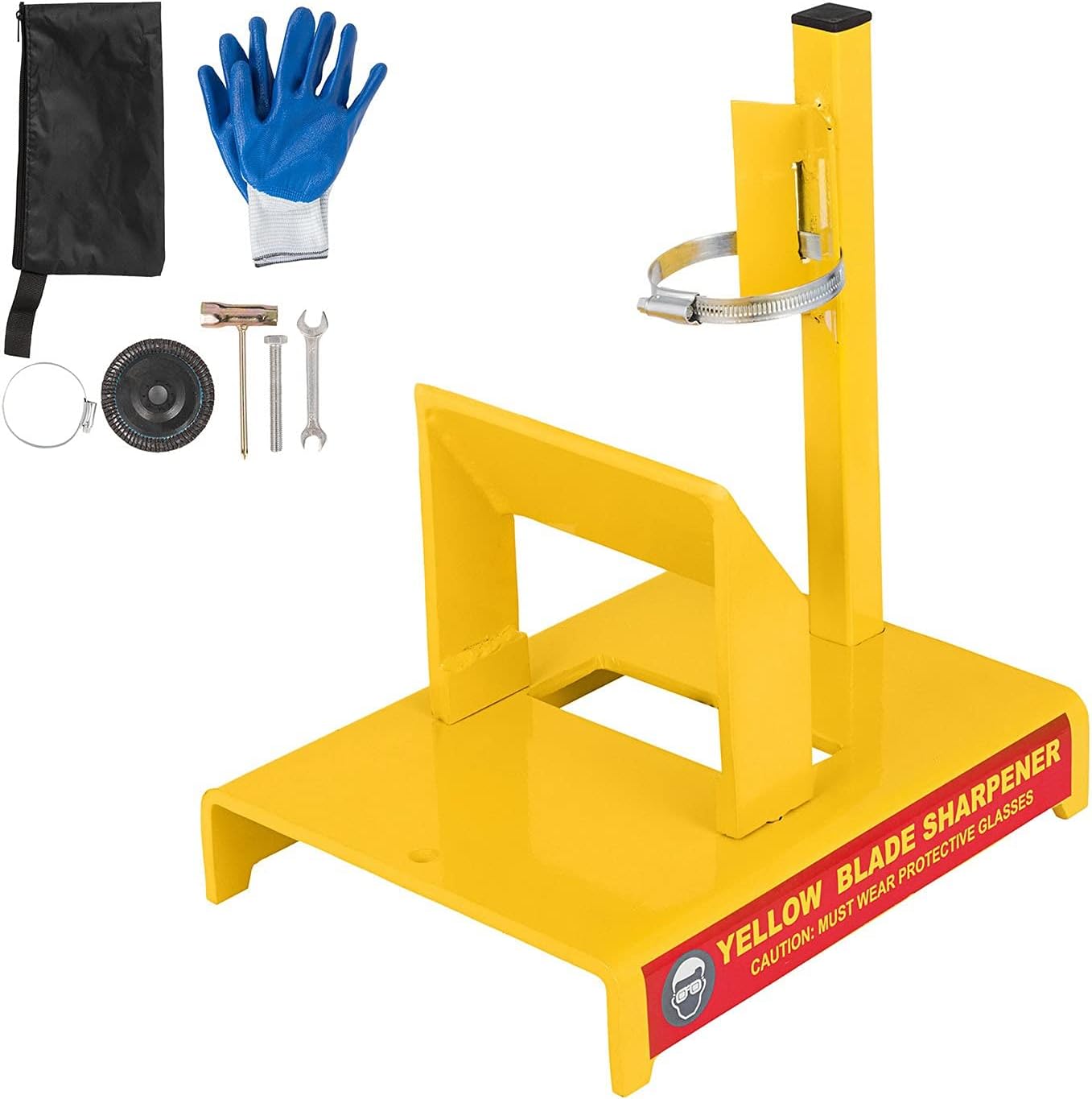 14 Inch Yellow Iron Lawn Mower Blade Sharpener Grinder Motor Included Garden Blade Sharpener Adjustable Ring Rust 30°Angle - Power Tool Parts