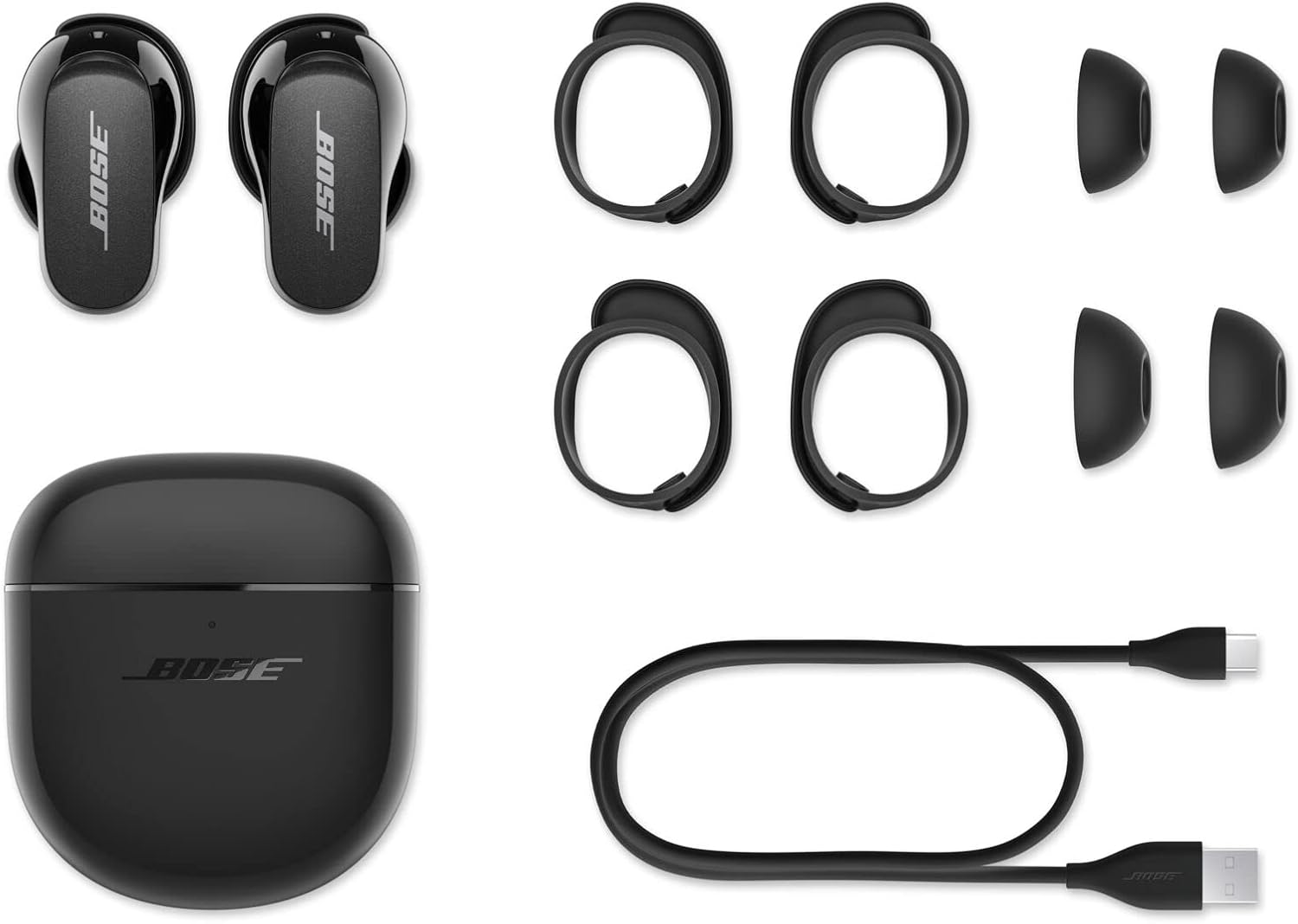 Bose QuietComfort Earbuds II, Wireless, Bluetooth, World's Best Noise Cancelling In-Ear Headphones with Personalized Noise Cancellation & Sound, Triple Black (Renewed)