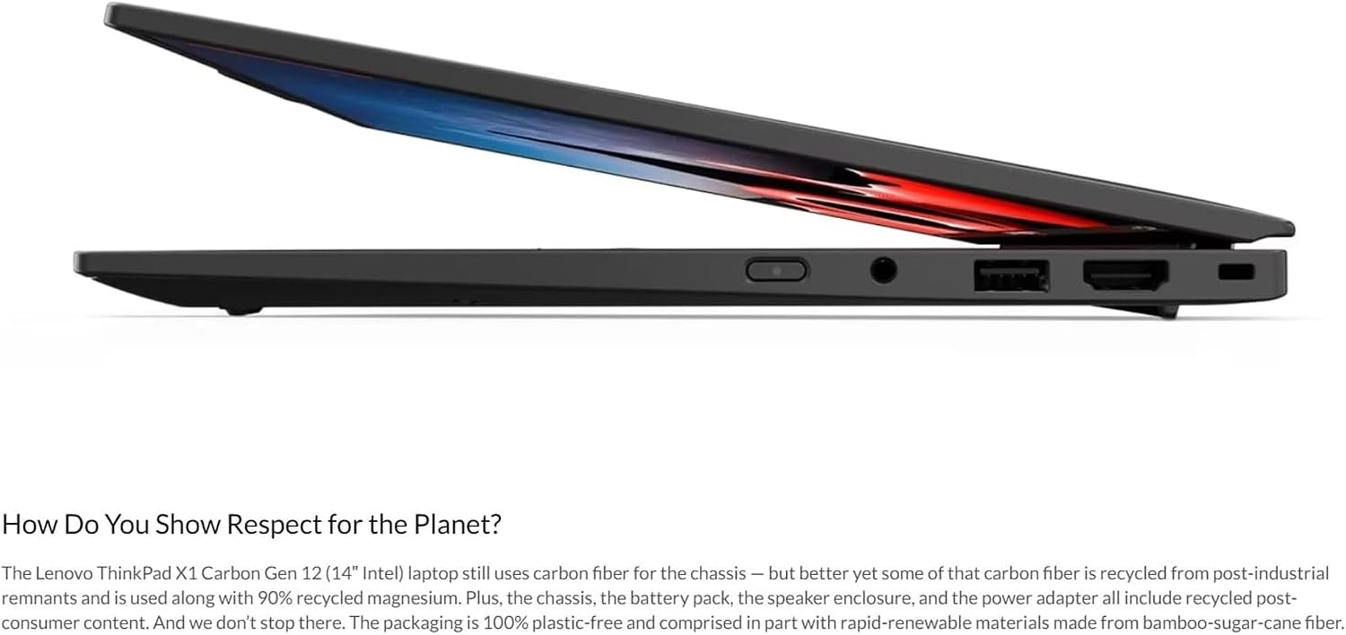 Lenovo ThinkPad X1 Carbon Gen 12 Touchscreen 14' Copilot+ PC Ultrabook - Intel Core Ultra 7 155H - 32 GB - 1 TB SSD - English Keyboard - Black Paint - Intel Chip - 1920 x 1200 - Windows 11 Pro