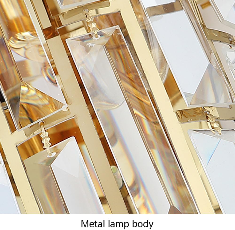 Modern Crystal Wall Lights E14 2-Light Bedroom Wall Lamps Home Living Room Dining Room Wall Sconces Simplicity Hallway Bathroom Decoration Wall Lighting Fixture (Gold)