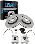 TRQ Front Brake Pad and Rotor Set Ceramic Rotors Calipers Hoses Compatible with 1998-2010 Volkswagen Beetle 2000-2006 Golf 1999-2005 Jetta