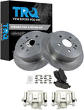 TRQ Rear Brake Pad and Rotor Set Ceramic Solid Rotors Calipers Compatible with 2004-2010 Toyota Sienna