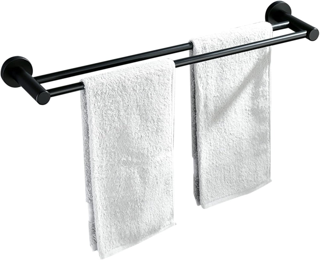 Towel Rack Stainless Steel Towel Hanger No Drilling Towel Holder Wall Mounted Self Adhesive Double bar for Bathroom Toilet,Gold Bathroom (Color : Black)