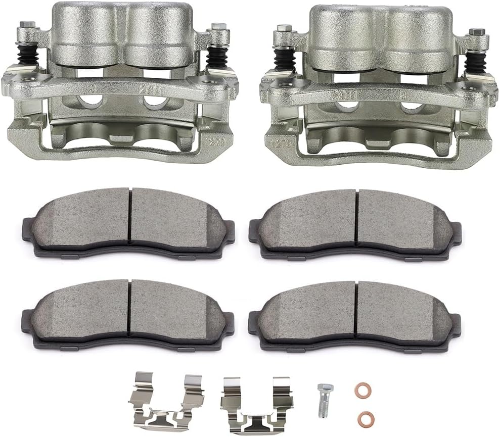 SCITOO Front Left & Right Brake Kit [4] Brake Pads [2] Brake Disc Calipers w/Bracket Compatible With 2002-2005 for Ford for Explorer,2001-2002 for Ford for Explorer Sport