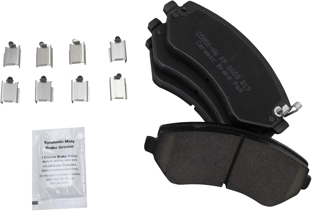 TRQ Performance Front Brake Pad and Rotor Set Ceramic Vented Coated Rotors Calipers Compatible with 2002-2007 Jeep Liberty