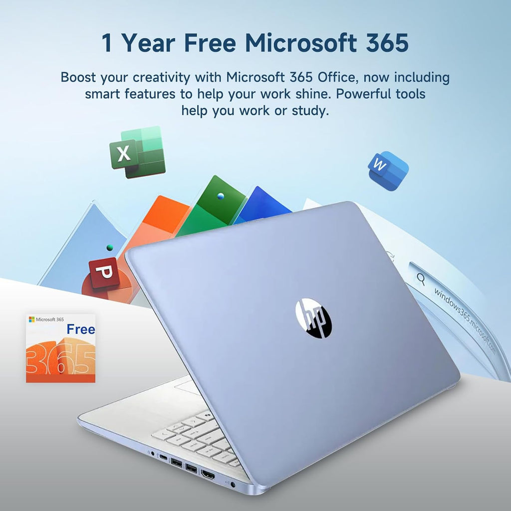HP 14 Inch Student Laptop Office 365, Quad-Core Processor (Beat i3-1115G4), 4GB RAM 256GB Storage (128GB UFS+128GB SD Card), Computer for Business and Study Home with Wi-Fi 6 Win11, W/Accessories