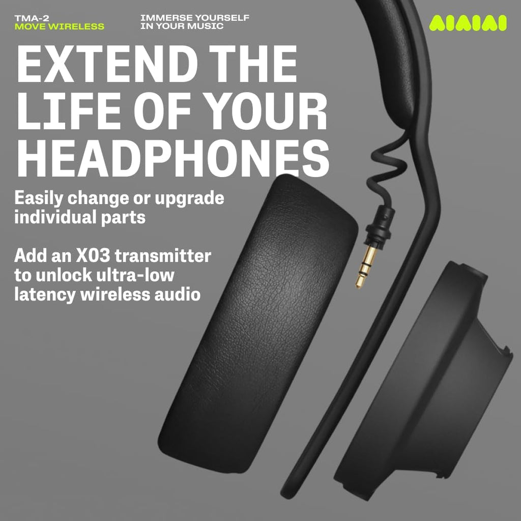 AIAIAI TMA-2 Move Wireless, Versatile Bluetooth Headphones with Rich, Natural Sound, Soft Memory Foam Cushions, 40 Hours of Battery and a Modular Design with Replaceable Parts
