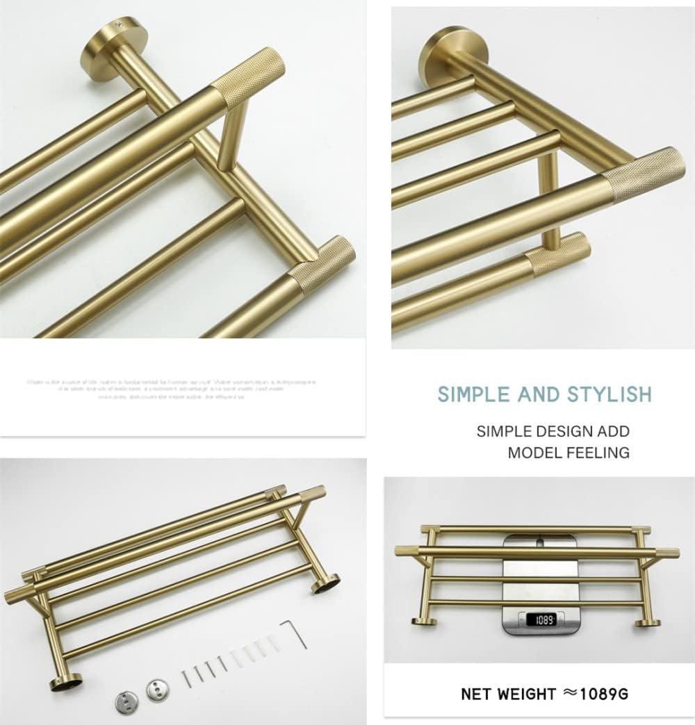 Gold Brushed Bathroom Accessories Hardware Set Towel Bar Rail Paper Holder Robe Hook Soap Dish Towel Hanger Shelf Toilet Brush,Single Towel Bar(Towel Rack)