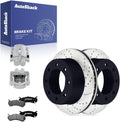 AutoShack Rear Brake Rotors, Ceramic Pads & Calipers for Chevrolet, Silverado 2500 HD 2001-2010, 4WD RWD V8 6.0L 6.6L 8.1L - E-Coated Drilled & Slotted - ShadowGuard - 12.99' (330 mm), 8-Lug