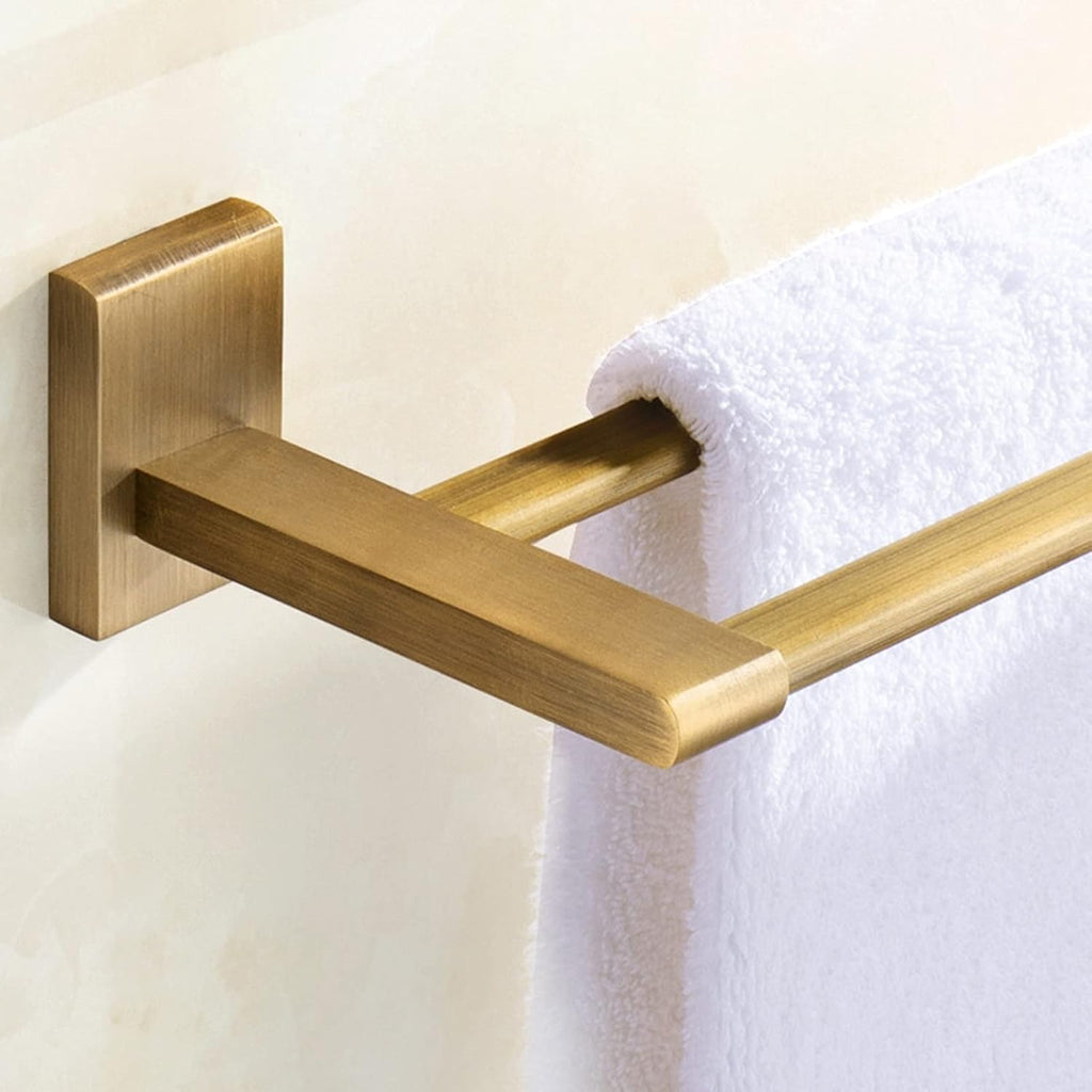 Towel Rails Wall Mounted Double Towel Shelf Holder Bathroom Kitchen Towel Storage Rack Towel Bar Copper Brushed Gold Finish Towel Rod/60Cm Towel Racks
