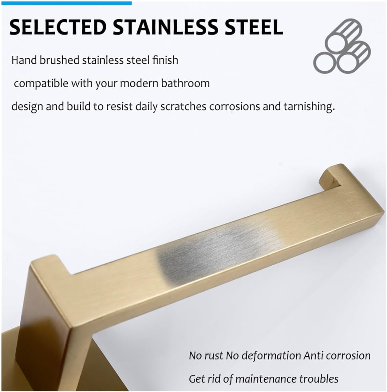 RAHBI Brushed Gold Bathroom Accessories Set Toilet Brush Holder Toilet Paper Holder Towel Bar Rail Rack Hanger Hook Soap Dish Hardware Leisurely (Color : Double Towel Bar 560-01)