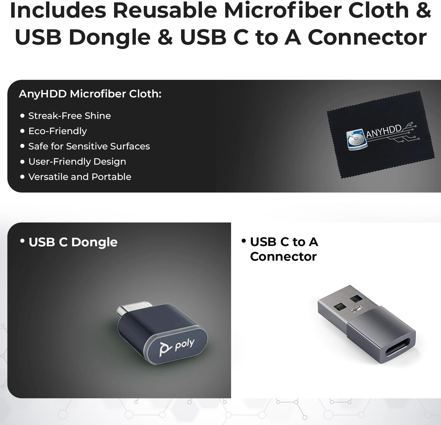 Poly Voyager 4320 UC Wireless Headset & Charge Stand - Stereo Headphones with Noise-Canceling Boom Mic + Charging Station + USB-C to A Adapter + USB C Dongle + USB A-C Cable + Pouch + Microfiber Cloth
