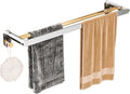 Towel Rack Towel Hanger Adhesive Towel Holder No Drill Towel Bar Double Bar Wall Mounted with Hook Space Aluminum for Bathroom Kitchen,Black,60Cm Bathroom Hardware/Gold/6