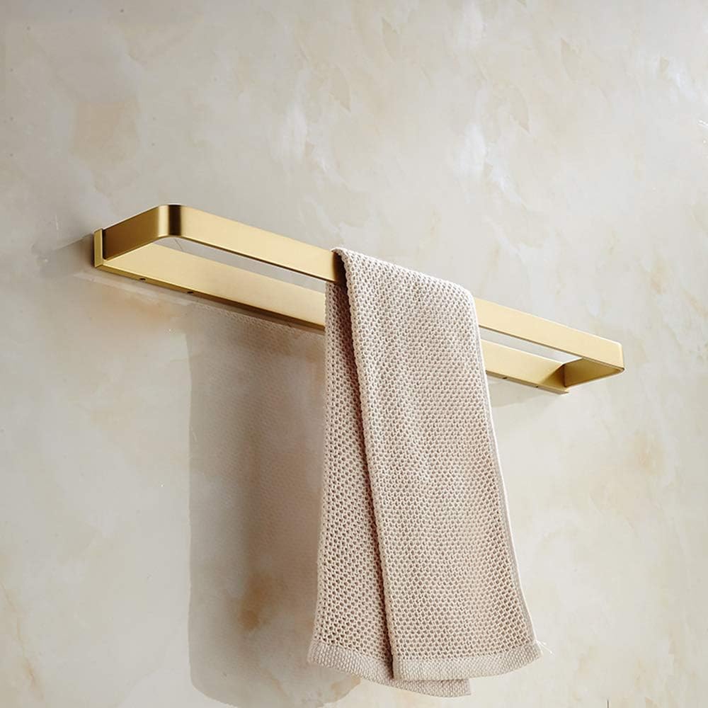 Wall Mounted Towel Rack Brass Towel Shelf Made Brushed Finish Double Rail Holder for Hotel Bathroom Storage Rack Gold