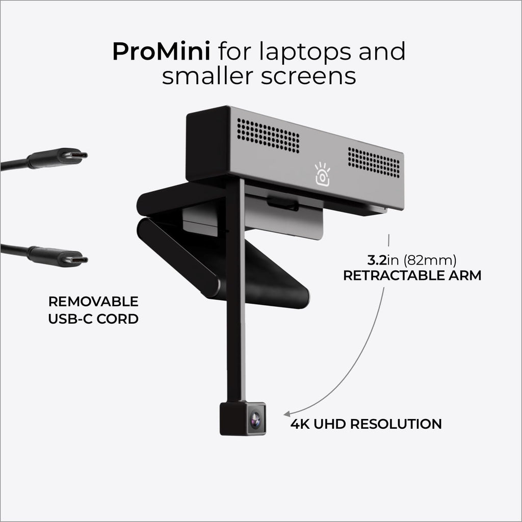 iContact Camera ProMini 4K HD Eye Contact Webcam for Laptops and Small Screens with Noise Cancelling Mics, USB Computer Camera for Mac & PC, Works with Zoom, Teams, Meet, Streaming, and Video Calls