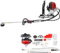Brush Cutter Gas Powered 2 in 1 Backpack 4 Stroke Weed Wacker 31CC 750W Cordless Air Cooling Single Cylinder Gasoline Powered Tiller Grass Hedge Trimmer Lawn Mower, 8500RPM