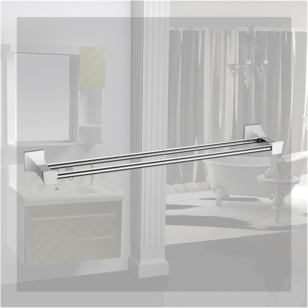 Rose Towel Racks Bathroom Chrome Finish Matt Black Stainless Steel Bath Towel Shelves Double Towel Bar Rail Bath Hardware(2 pcs Rose Gold)