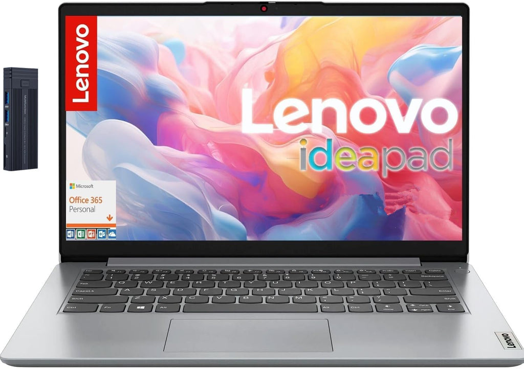 Lenovo IdeaPad 1i 14.0' HD Laptop, Intel Celeron N4500, 20GB RAM 1TB SSD+128GB eMMC Storage, 128gb 9H Docking Station, Microsoft 365, Webcam, WiFi, Bluetooth, Windows 11 Home, Cloud Grey