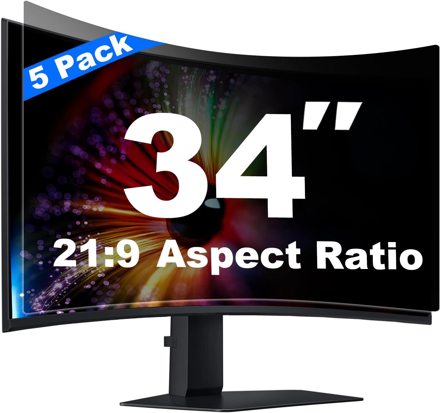 [5 Pack] 34 Inch Computer Privacy Screen for 21:9 Aspect Ratio Widescreen Monitor, Eye Protection Anti Glare Blue Light Filter Shield, Removable Anti-Scratch Anti Spy Protector