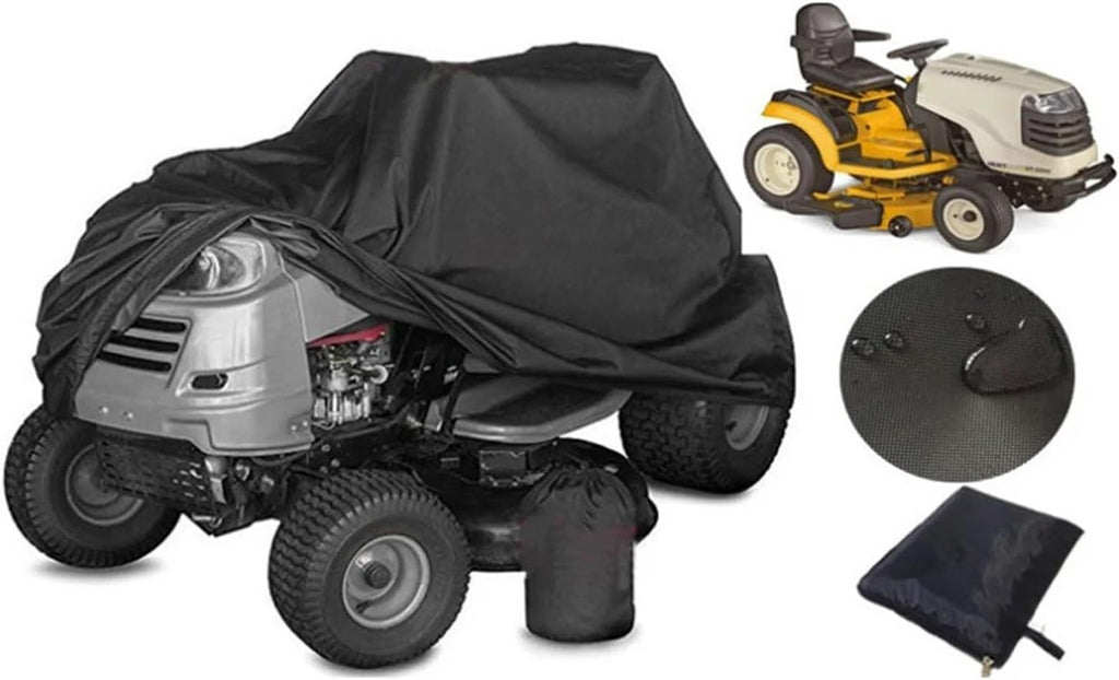 Lawn Mower Cover Oxford Cloth Black Car Coat Dustproof Garden Tractor Cover with Portable Storage Bag UV Protection for Home Use for Outside Storage