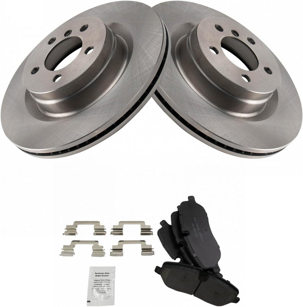 TRQ Front Brake Pad and Rotor Set Ceramic Compatible with 2006-2009 Land Rover Range Rover