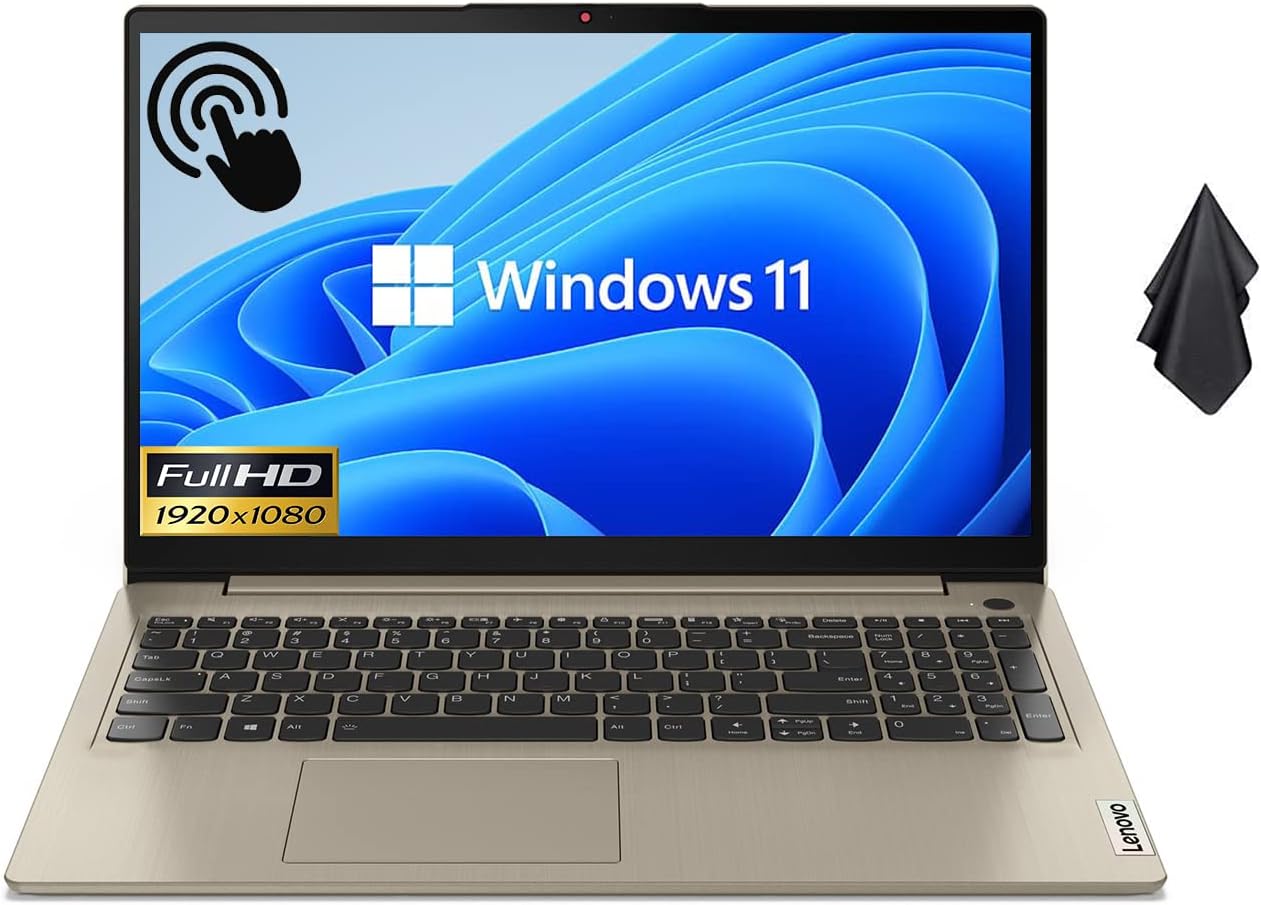 Lenovo 2022 Ideapad 3i Laptop, 15.6' FHD 1080P Touchscreen, Intel Core i3-1115G4, 12GB DDR4 RAM, 512GB PCIe SSD, HDMI, WiFi, Bluetooth, HD Webcam, Fingerprint Reader, Windows 11 Home, Sand