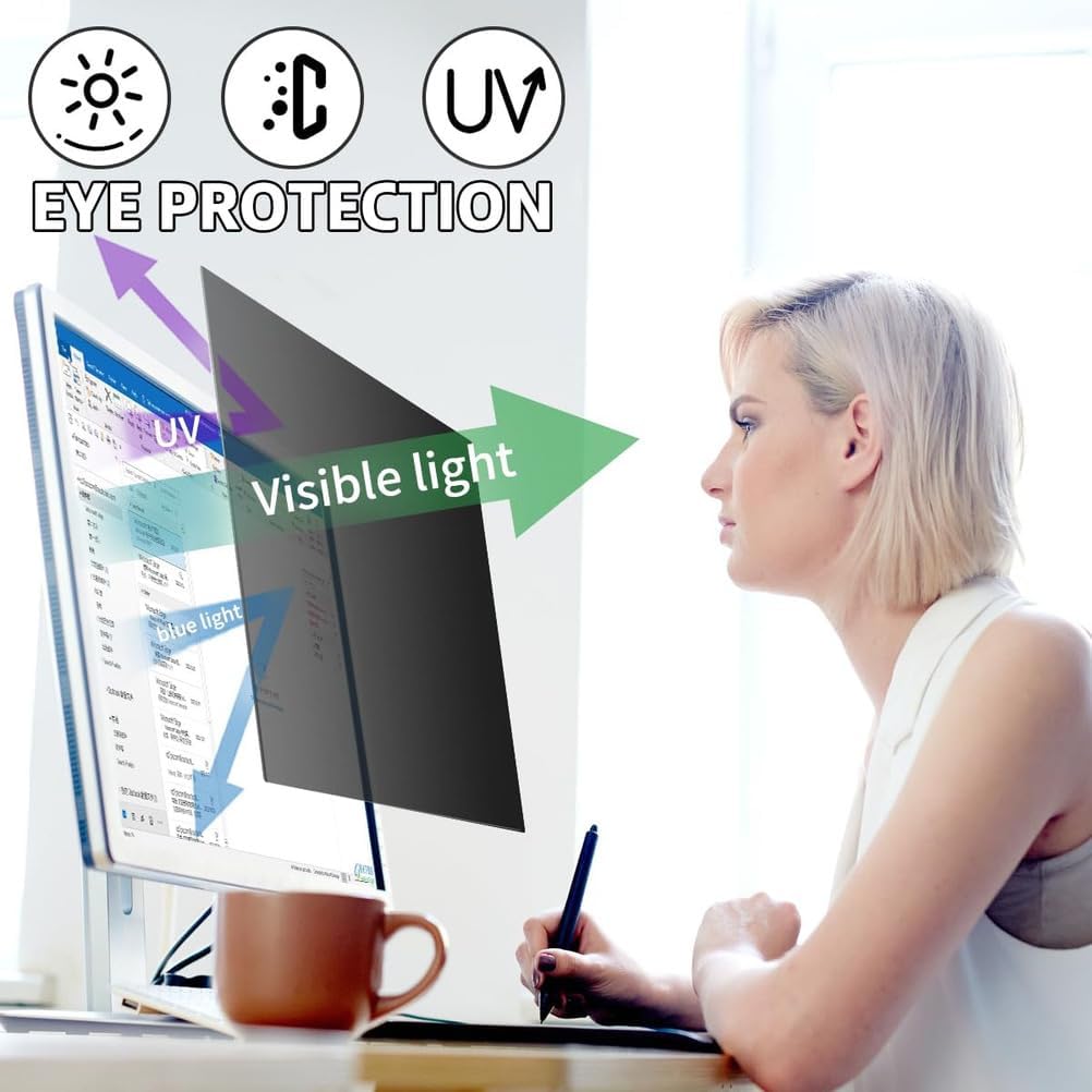 18-32 Inch Computer Monitor - Blue Light Filter, Removable Anti-Spy Protector Film, PC Protector Film for Office, Hanging Acrylic Protector Shield,25/27in 613x356mm