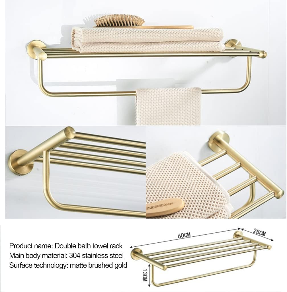 Towel Rails Brushed Gold Towel Bar Wall Mounted 304 Stainless Steel Hand Towel Bar Bathroom Towel Holder Kitchen Dish Cloths Hanger Towel Racks (Color : Towel Rack)