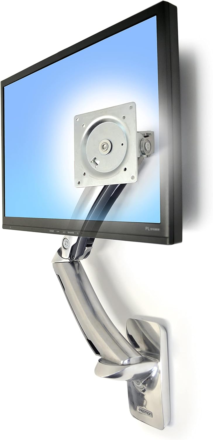 Ergotron – MX Single Monitor Arm, VESA Wall Mount – for Monitors Up to 42 Inches, 14 to 30 lbs – Polished Aluminum