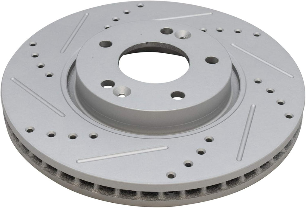 TRQ Performance Front Brake Pad and Rotor Set Ceramic Vented Coated Slotted Drilled Rotors Calipers Compatible with 2011-2014 Hyundai Sonata