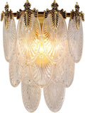 Leaf Shape Wall Sconce 3 Layers Clear Clear Glass Wall Light Modern Bathroom Vanity Lighting Fixtures Gold Metal Wall Lamp for Bedside Bedroom Hall House Hallway Restaurant