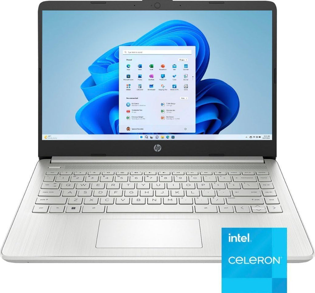 HP 14' Laptop Stream Ultral Light for Students and Business, Quad-core Intel Celeron Processor, 16GB RAM, 256GB Storage (128GB eMMC+128GB Ghost Manta SD Card), 1 Year Office 365, HDMI, Win 11