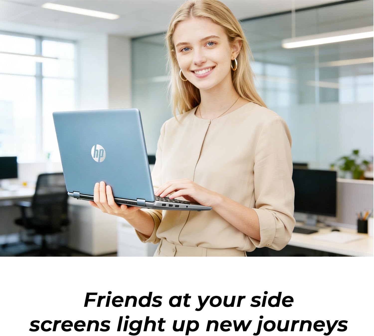 HP 14' Moonlight Blue Laptop with Office 365, AMD CPU, 4GB DDR5 RAM, 1.1TB Storage (128GB SSD and 1TB OneDrive), HD Display, Windows 11, Energy-Efficient & Quiet Performance