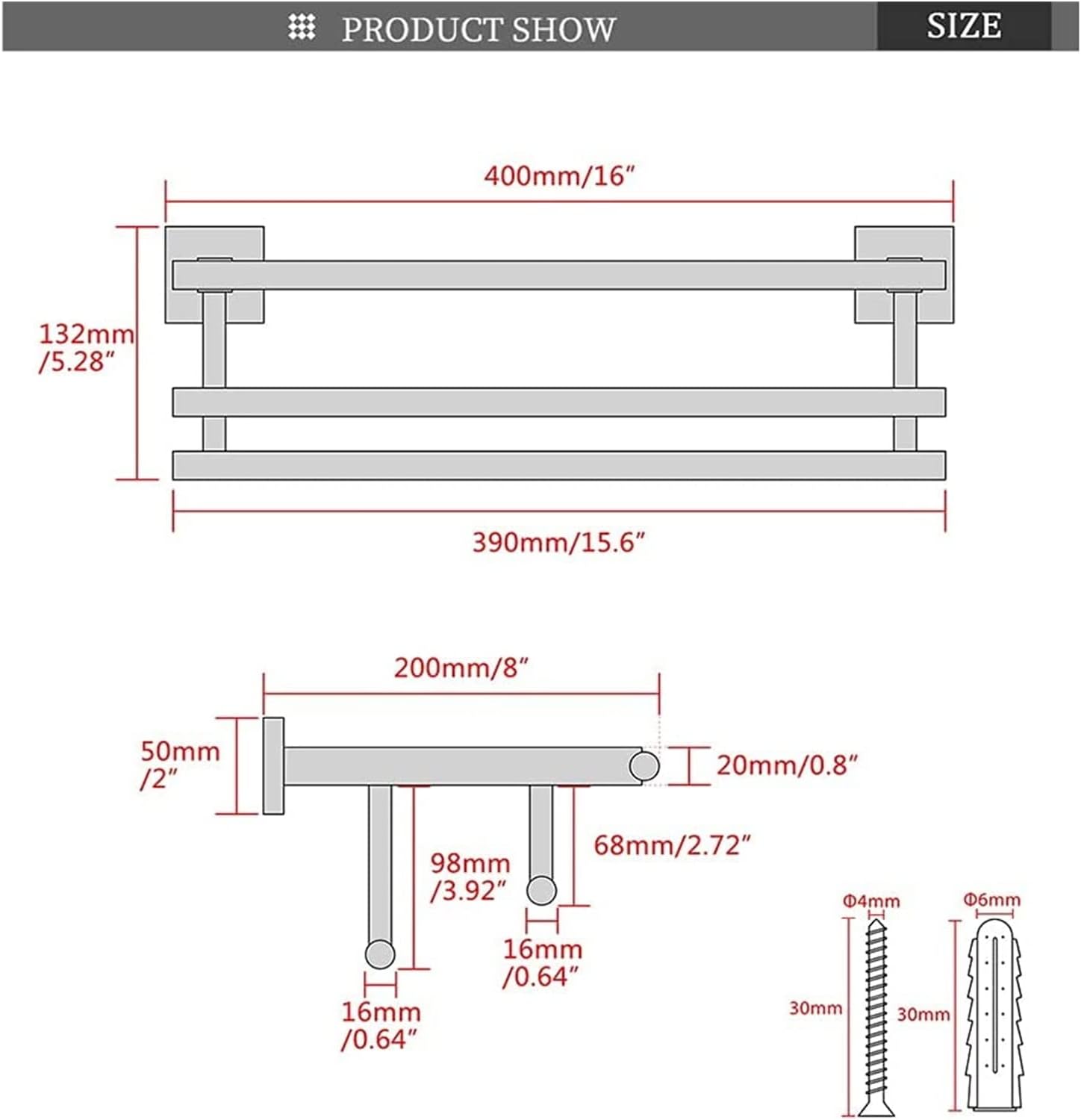 Towel Rail Bathroom Wall Mounted Towel Holder,Double Towel Holder with 2 Bars Bathroom Shelf,Brushed Bathroom,Wall Mounted Hanger Storage/Gold/A, Grey Wolf (Matte Black Grey Wolf)