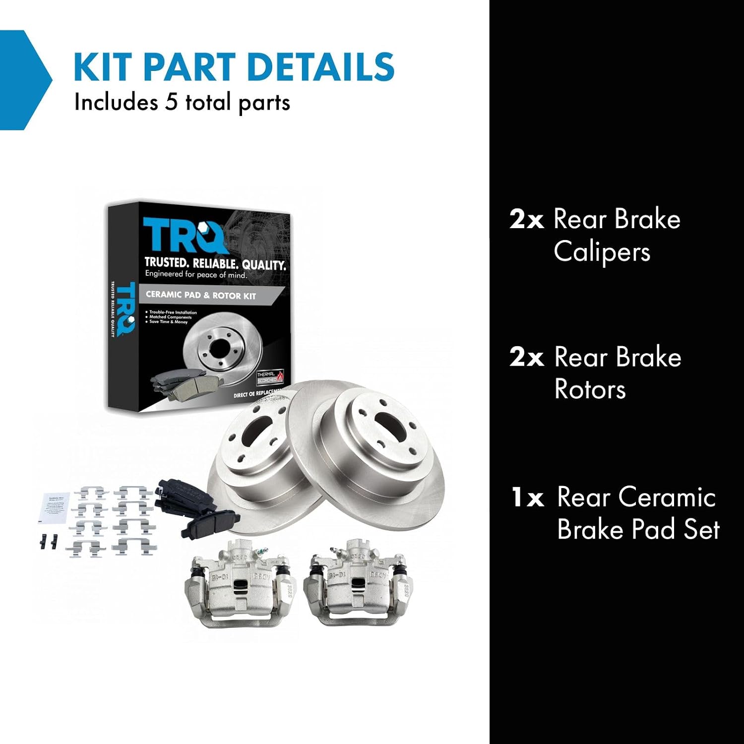 TRQ Rear Ceramic Brake Pad and Rotor Set Compatible with 2000-04 Subaru Outback H4 2.5L 2001-04 Outback H6 3.0L DOHC 2003-06 Baja