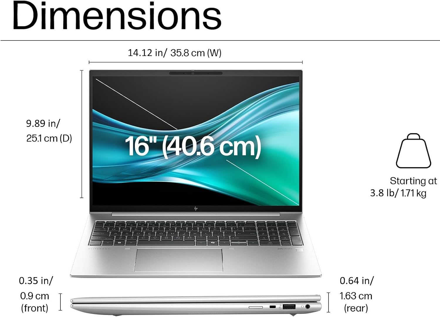 HP EliteBook 860 Laptop Computer, 16' IPS WUXGA Display, Intel Ultra 7 155U (Up to 4.8GHz), 16GB DDR5, 512GB PCIe SSD, Backlit KB, Fingerprint, Wi-Fi 6E + BT, Lifetime Office 365, Win 11 Pro, Sliver