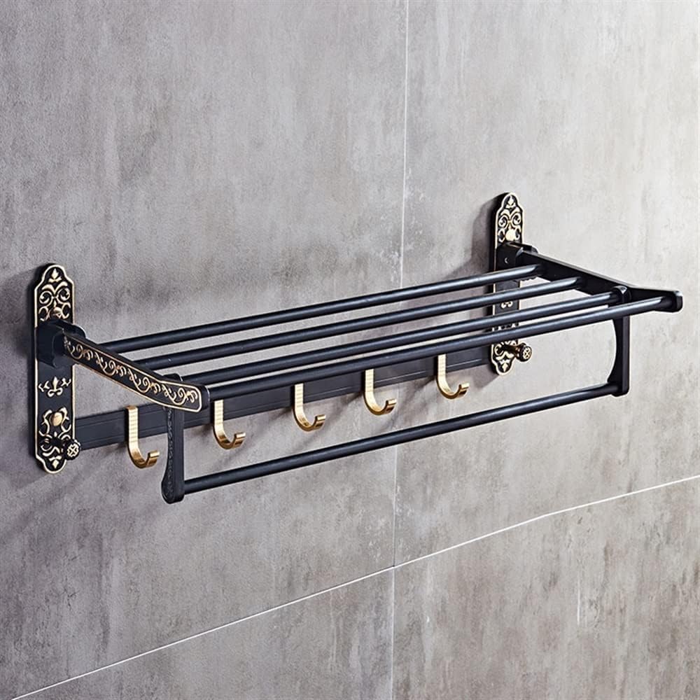 Towel Rack Wall Mounted，Bathroom Towel Holder Bathroom Towel Rack Wall Mounted Towel Holder, Fold White Gold Bath Towel Rack, Active Bathroom Holder, Antique Double Towel Shelf Towel Rack (Color : C)