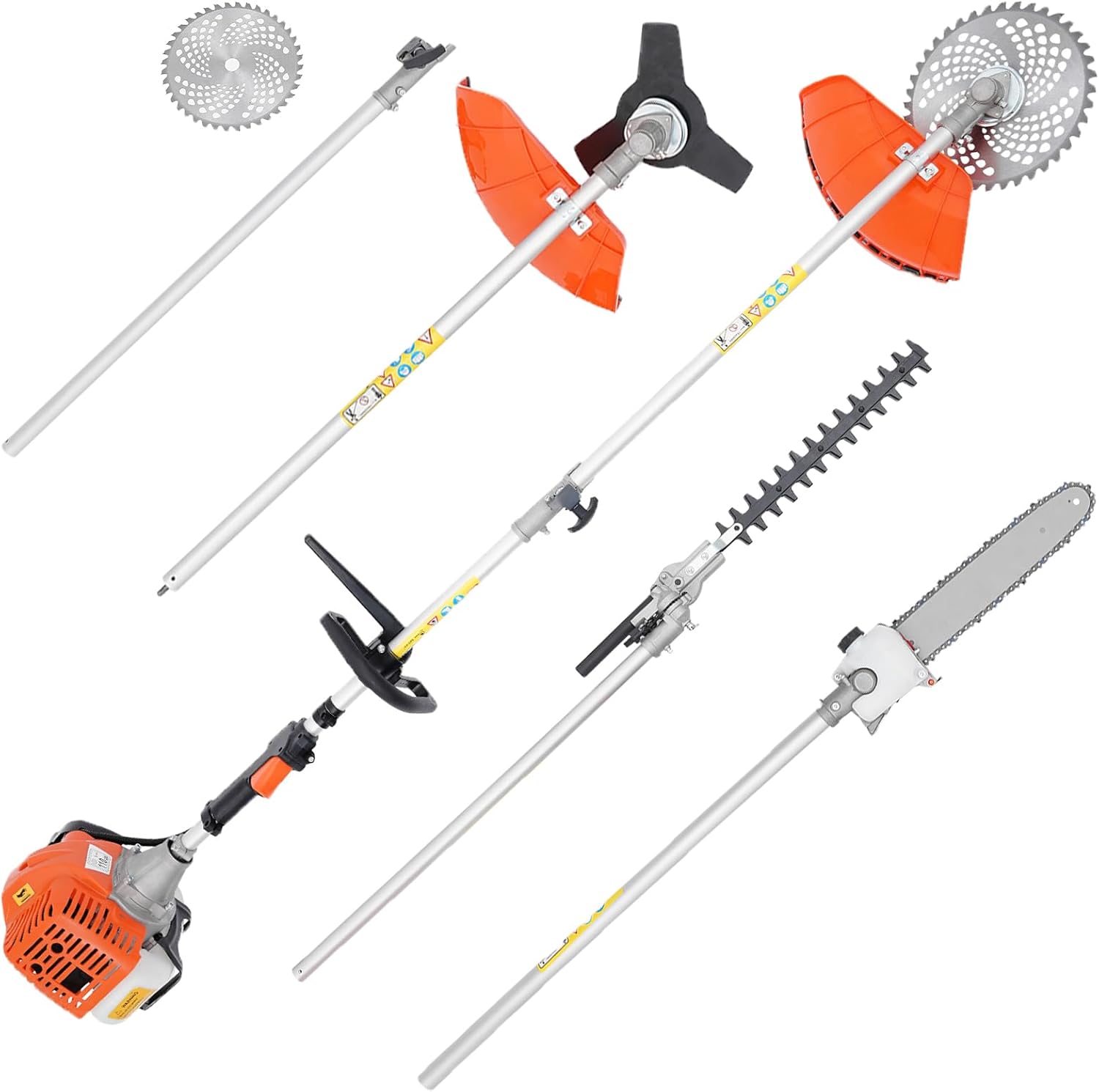 6-in-1 Gas Weed Eater, 2-Stroke 52CC Multi-Functional Trimming Tools Weed Wacker Lawn Mower Hedge Trimmer & Brush Cutter with Extension Pole for Yard Garden Total Lawn Brush and Tree Domination